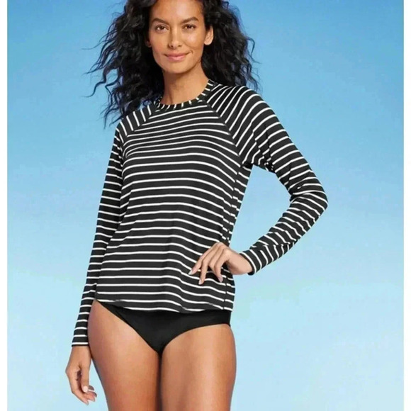 Kona Sol UPF 50 Crewneck Swim Shirt Rash Guard Black NWT Size S - Picture 1 of 4